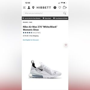 Nike Air Max 270 White Black Sneakers - worn twice